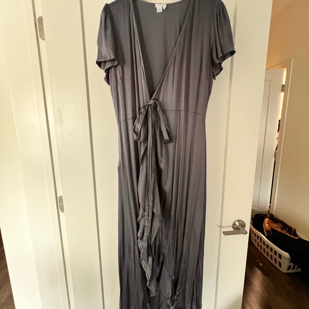 Grey Silk Maxi Dress